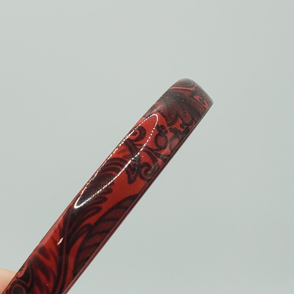 Red Enameled Bracelet and Ring‎ Size 5 Flowers Womens Fashion Jewelry - Picture 2 of 11